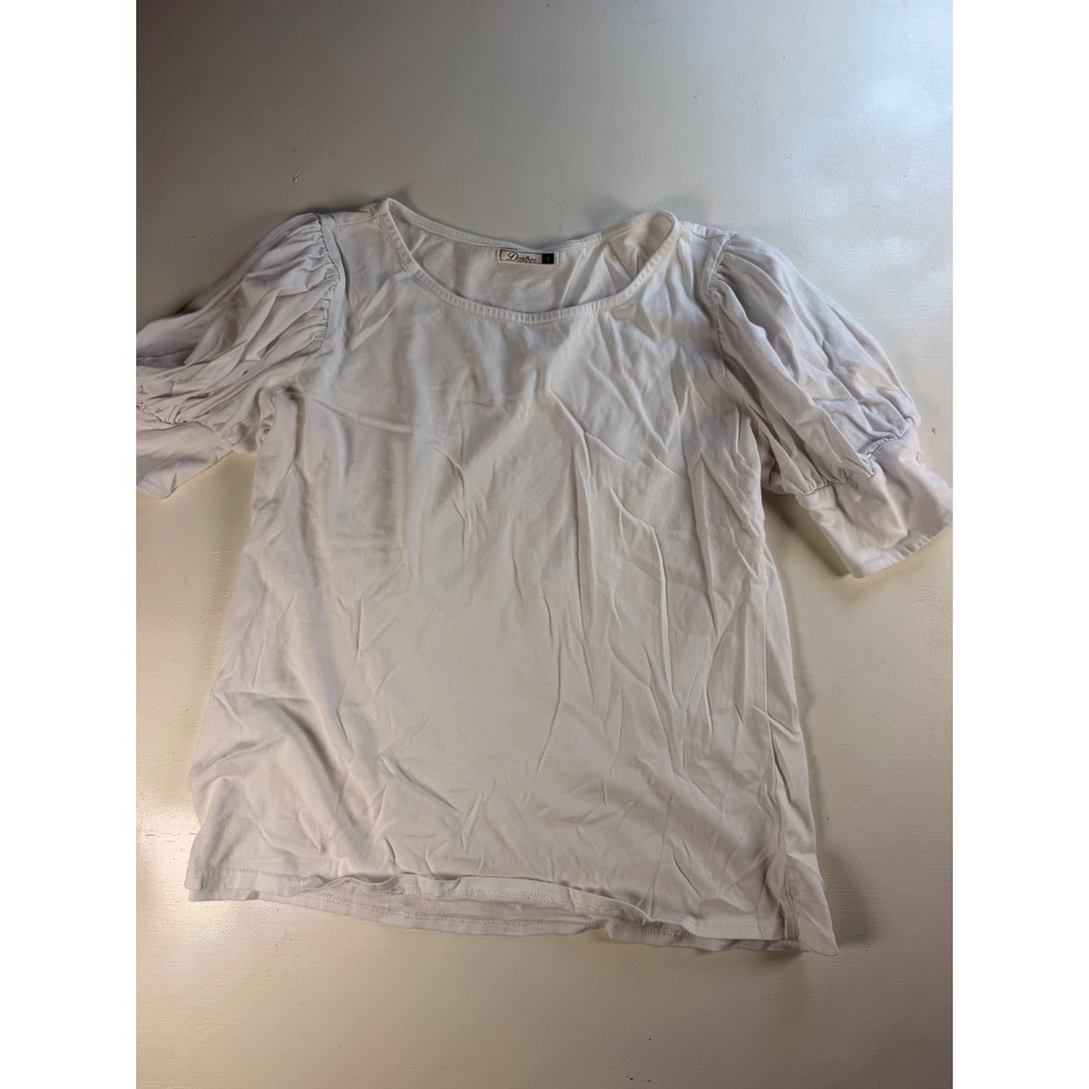 Dorose Puff Sleeve Top Women Small‎ White Excellent Romantic Cotton Tee